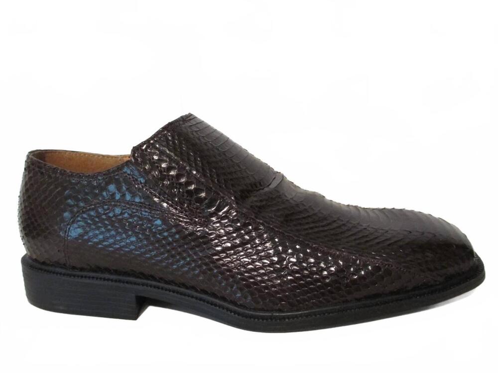 NEW GIORGIO BRUTINI men's snakeskin leather loafer in brown